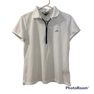 Lauren Ralph Lauren Womens White Short Sleeve Half Zipper Golf Polo Shirt Size M